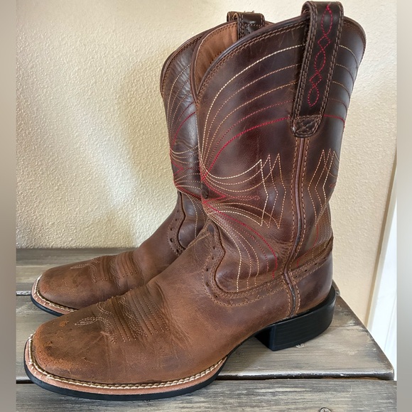 Men’s Ariat Sport Western Performance Wide Square Toe Cowboy Boot Sz 7.5D - Picture 5 of 13